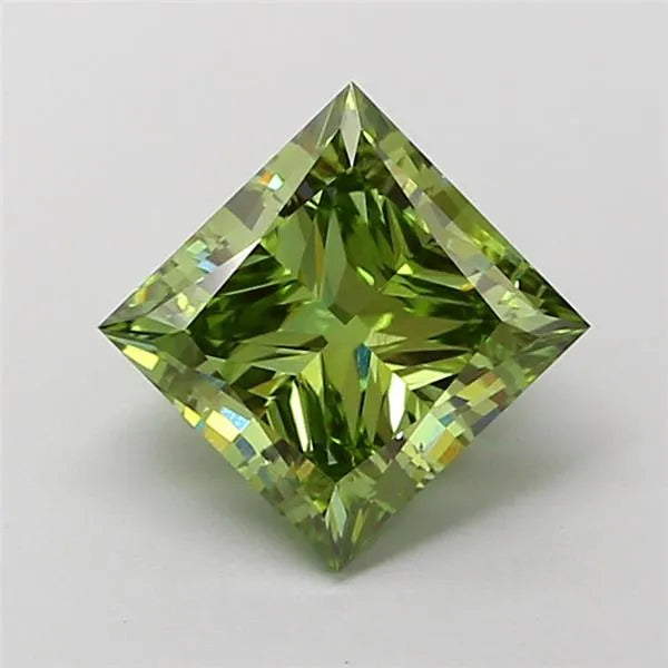 2.00ct Princess Lab Grown Diamond (Colour Fancy Vivid Green, Clarity VS1, IGI Certified)