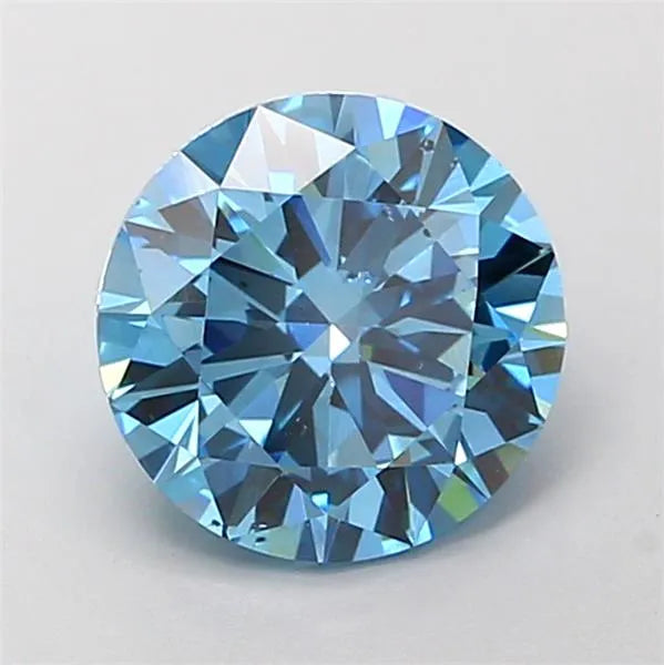 2.00ct Round Lab Grown Diamond (Colour Fancy Vivid Blue, Clarity SI1, Cut EX, IGI Certified)