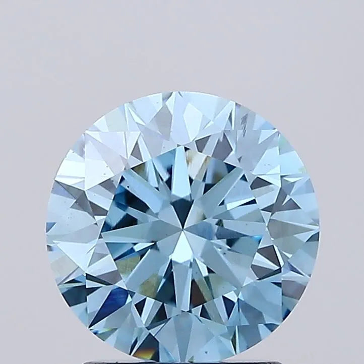 2.00ct Round Lab Grown Diamond (Colour Fancy Vivid Blue, Clarity SI1, Cut EX, IGI Certified)