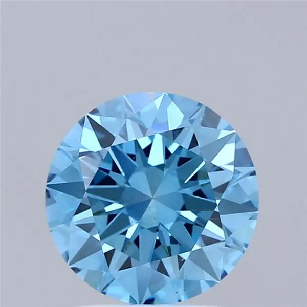 2.00ct Round Lab Grown Diamond (Colour Fancy Vivid Blue, Clarity VS1, Cut EX, IGI Certified)