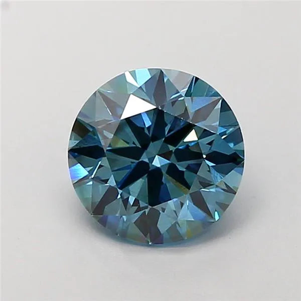 2.00ct Round Lab Grown Diamond (Colour Fancy Vivid Blue, Clarity VS2, Cut ID, IGI Certified)