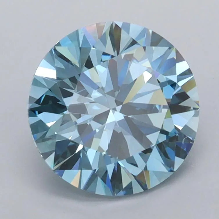 2.00ct Round Lab Grown Diamond (Colour Fancy Vivid Blue, Clarity VVS2, Cut ID, IGI Certified)