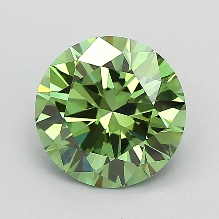 2.00ct Round Lab Grown Diamond (Colour Fancy Vivid Green, Clarity VS1, Cut EX, IGI Certified)