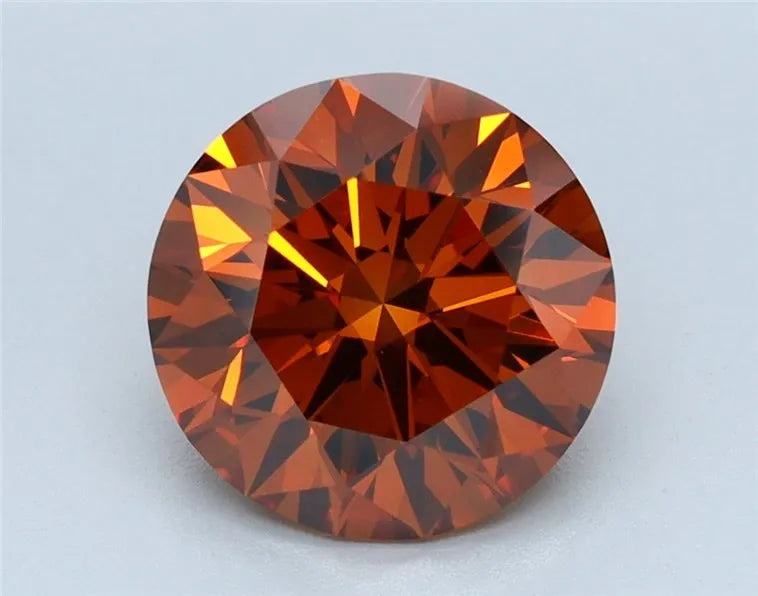 2.00ct Round Lab Grown Diamond (Colour Fancy Vivid Orange, Clarity VVS2, Cut ID, IGI Certified)