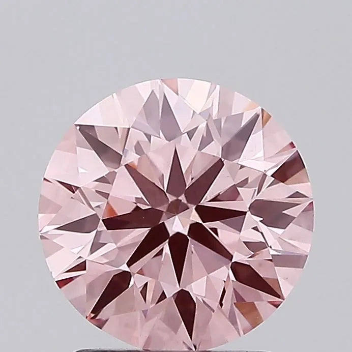 2.00ct Round Lab Grown Diamond (Colour Fancy Vivid Pink, Clarity VS2, Cut ID, IGI Certified)