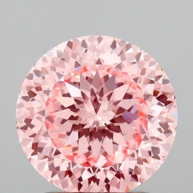 2.00ct Round Lab Grown Diamond (Colour Fancy Vivid Pink, Clarity VS2, IGI Certified)