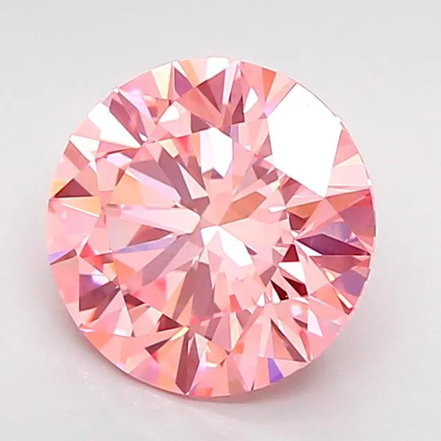 2.00ct Round Lab Grown Diamond (Colour Fancy Vivid Pink, Clarity VVS1, Cut ID, IGI Certified)