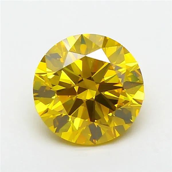 2.00ct Round Lab Grown Diamond (Colour Fancy Vivid Yellow, Clarity VVS1, Cut ID, IGI Certified)