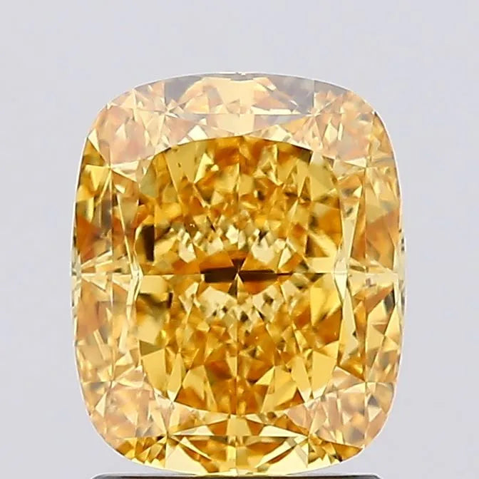 2.01ct Cushion modified Lab Grown Diamond (Colour Fancy Vivid Orangey Yellow, Clarity VS2, IGI Certified)