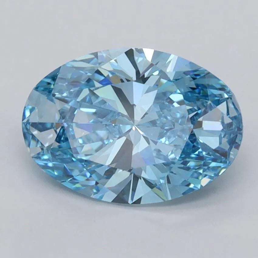 2.01ct Oval Lab Grown Diamond (Colour Fancy Vivid Blue, Clarity VS1, IGI Certified)
