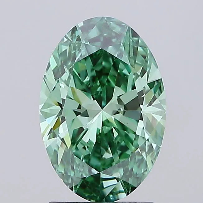 2.01ct Oval Lab Grown Diamond (Colour Fancy Vivid Green, Clarity SI1, IGI Certified)