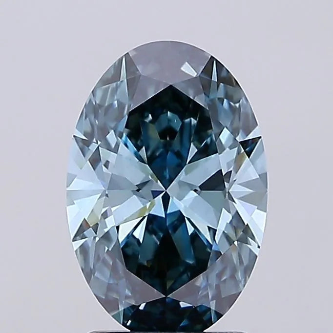 2.01ct Oval Lab Grown Diamond (Colour Fancy Vivid Greenish Blue, Clarity VS1, IGI Certified)