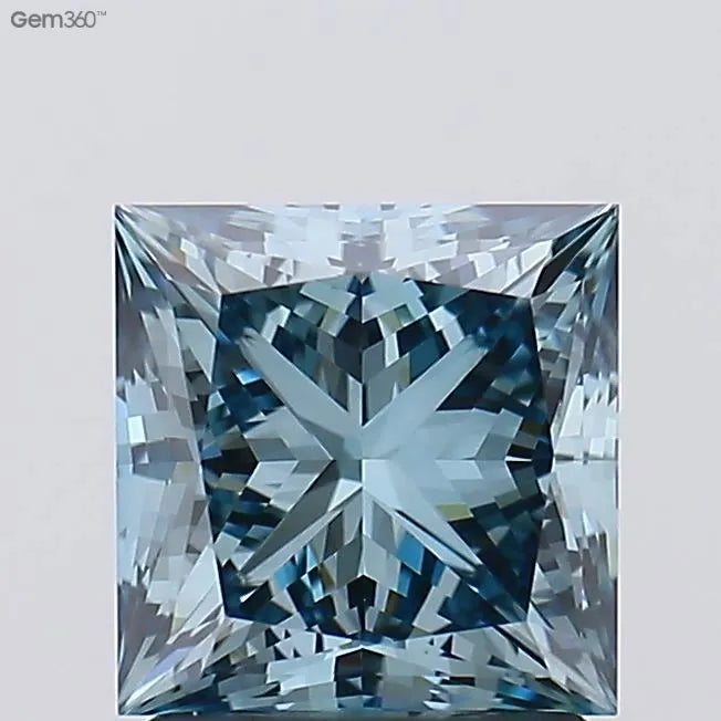 2.01ct Princess Lab Grown Diamond (Colour Fancy Vivid Greenish Blue, Clarity VVS2, IGI Certified)