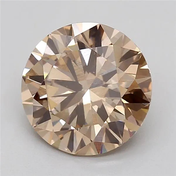 2.01ct Round Lab Grown Diamond (Colour Fancy Light Brown, Clarity VS1, Cut EX, IGI Certified)