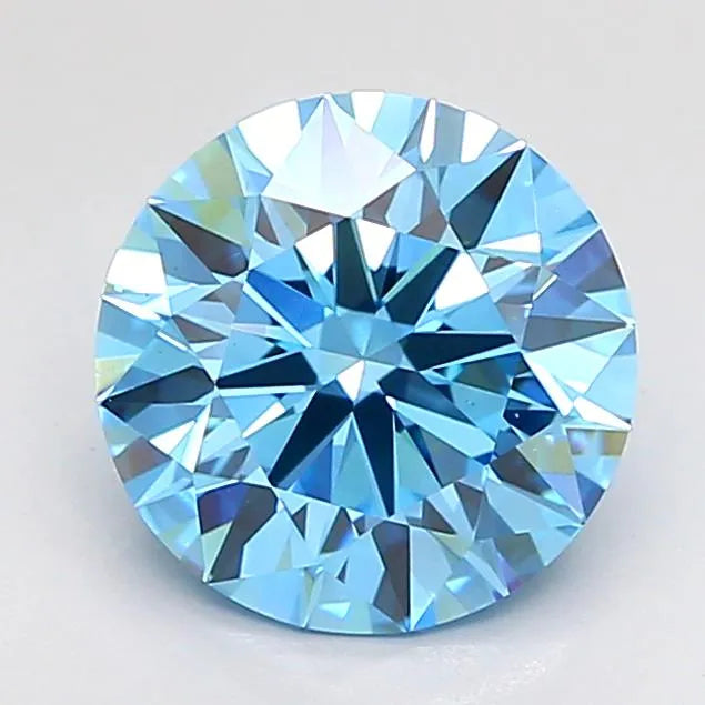 2.01ct Round Lab Grown Diamond (Colour Fancy Vivid Blue, Clarity VS1, Cut ID, IGI Certified)