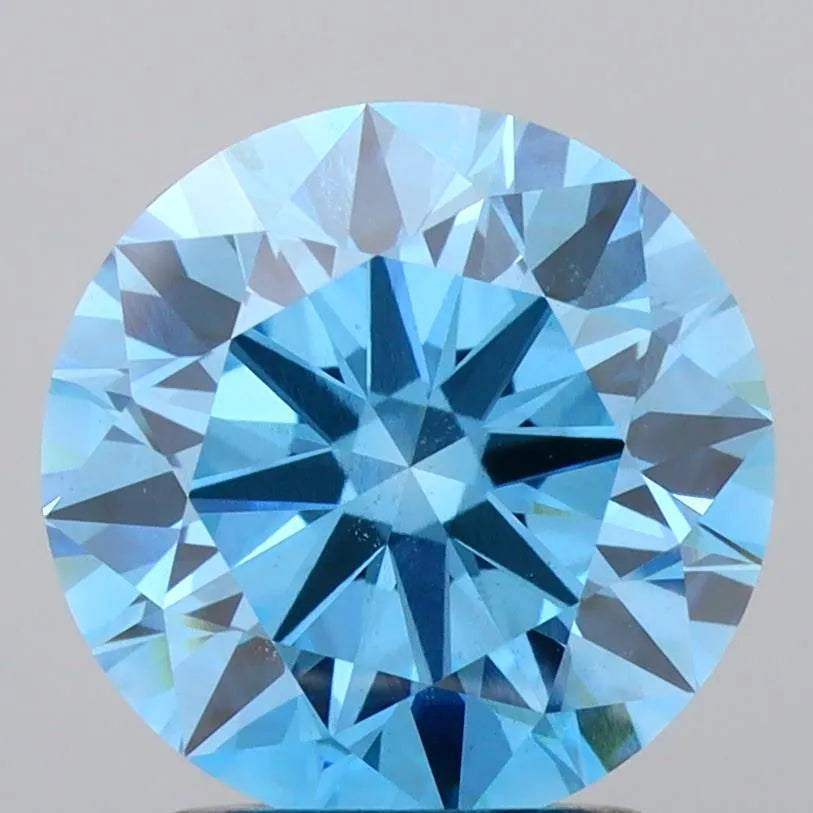 2.01ct Round Lab Grown Diamond (Colour Fancy Vivid Blue, Clarity VS2, Cut ID, IGI Certified)