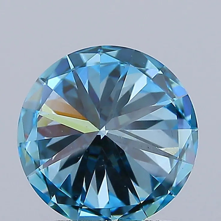 2.01ct Round Lab Grown Diamond (Colour Fancy Vivid Blue, Clarity VS2, Cut ID, IGI Certified)