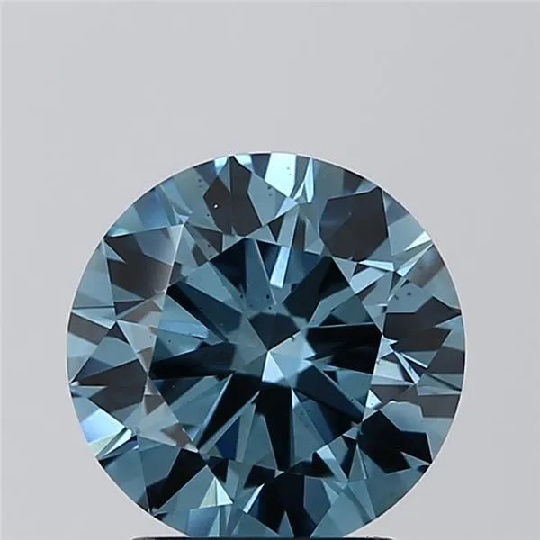 2.01ct Round Lab Grown Diamond (Colour Fancy Vivid Blue, Clarity VS2, Cut ID, IGI Certified)