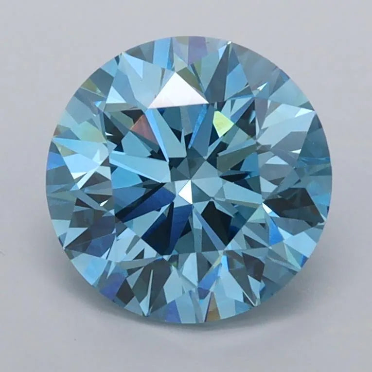 2.01ct Round Lab Grown Diamond (Colour Fancy Vivid Blue, Clarity VVS1, Cut EX, IGI Certified)