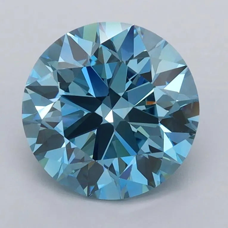 2.01ct Round Lab Grown Diamond (Colour Fancy Vivid Blue, Clarity VVS1, Cut ID, IGI Certified)