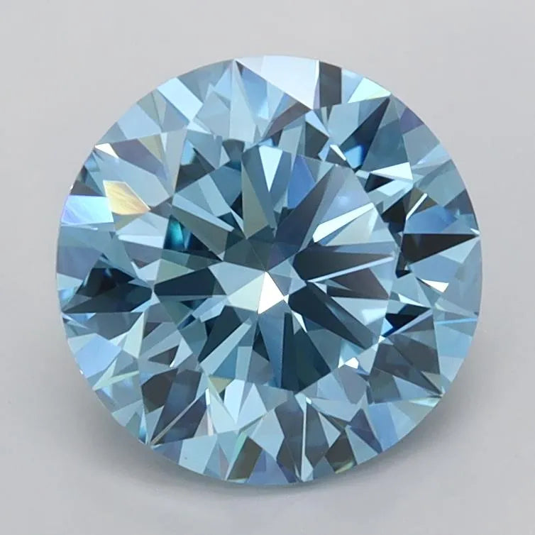 2.01ct Round Lab Grown Diamond (Colour Fancy Vivid Blue, Clarity VVS1, Cut ID, IGI Certified)