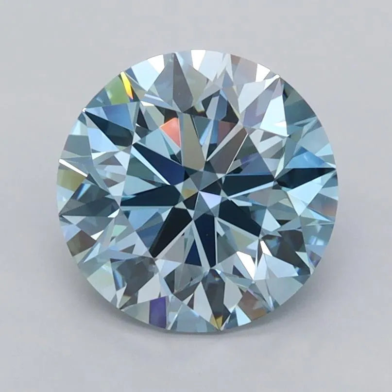 2.01ct Round Lab Grown Diamond (Colour Fancy Vivid Blue, Clarity VVS2, Cut EX, IGI Certified)
