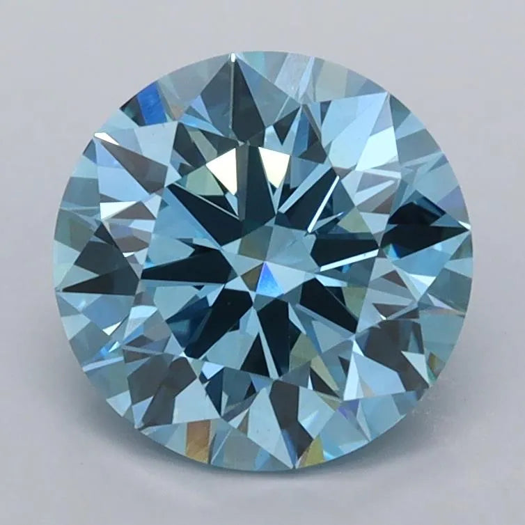 2.01ct Round Lab Grown Diamond (Colour Fancy Vivid Blue, Clarity VVS2, Cut ID, IGI Certified)
