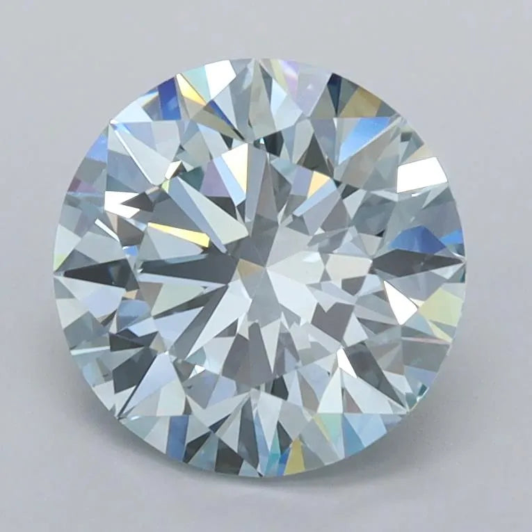 2.01ct Round Lab Grown Diamond (Colour Fancy Vivid Blue, Clarity VVS2, Cut ID, IGI Certified)