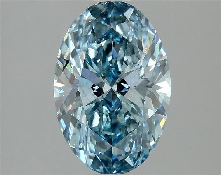 2.02ct Oval Lab Grown Diamond (Colour Fancy Vivid Blue, Clarity SI1, IGI Certified)