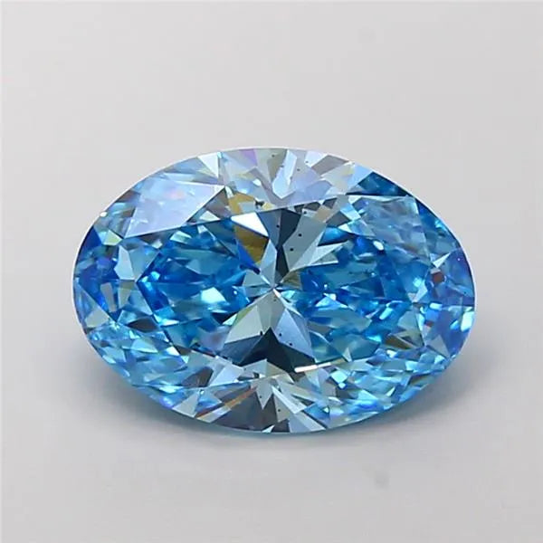 2.02ct Oval Lab Grown Diamond (Colour Fancy Vivid Blue, Clarity SI1, IGI Certified)