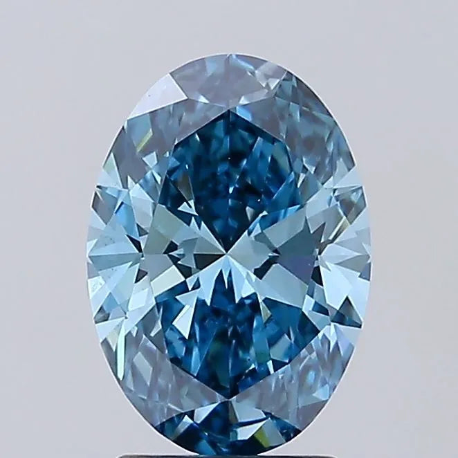 2.02ct Oval Lab Grown Diamond (Colour Fancy Vivid Blue, Clarity VS1, IGI Certified)