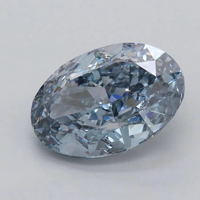 2.02ct Oval Lab Grown Diamond (Colour Fancy Vivid Blue, Clarity VVS2, IGI Certified)
