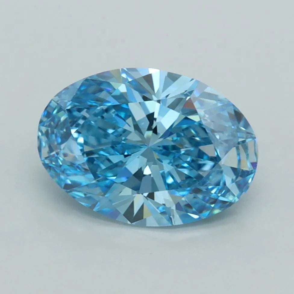 2.02ct Oval Lab Grown Diamond (Colour Fancy Vivid Blue, Clarity VVS2, IGI Certified)