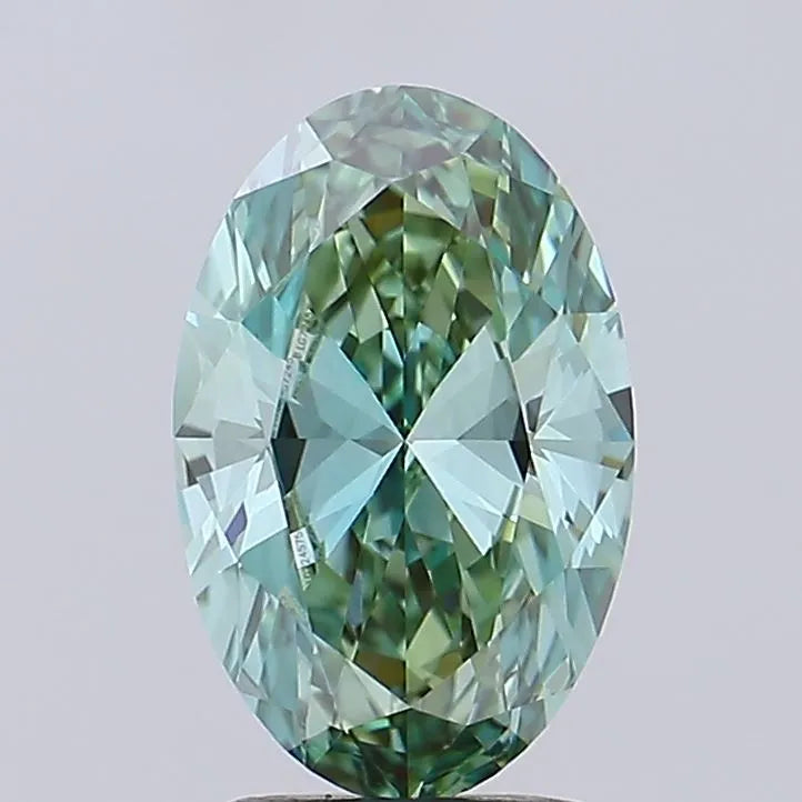 2.02ct Oval Lab Grown Diamond (Colour Fancy Vivid Blue Green, Clarity VVS2, IGI Certified)