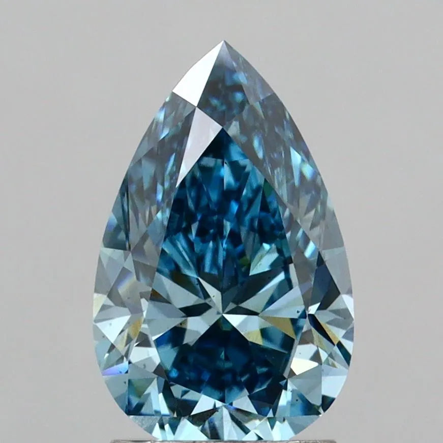 2.02ct Pear Lab Grown Diamond (Colour Fancy Vivid Blue, Clarity VS2, IGI Certified)