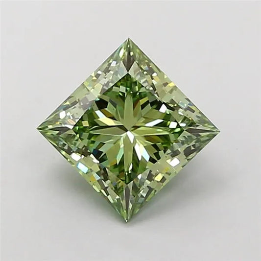 2.02ct Princess Lab Grown Diamond (Colour Fancy Vivid Green, Clarity VS2, IGI Certified)