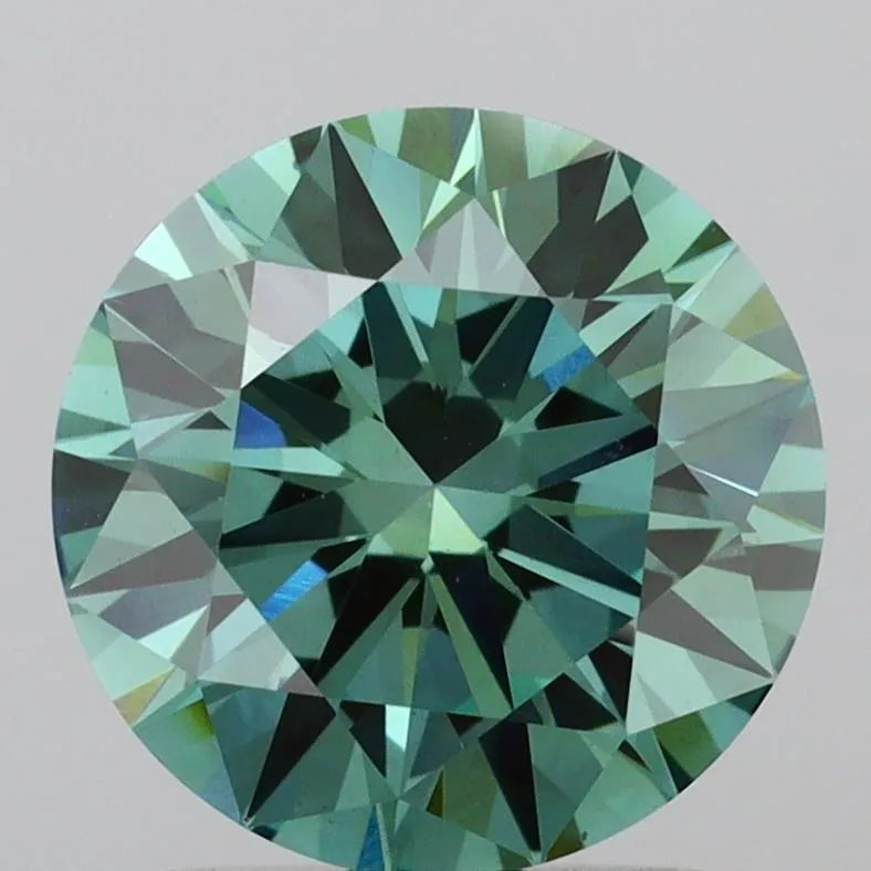 2.02ct Round Lab Grown Diamond (Colour Fancy Vivid Green, Clarity VVS2, Cut EX, IGI Certified)