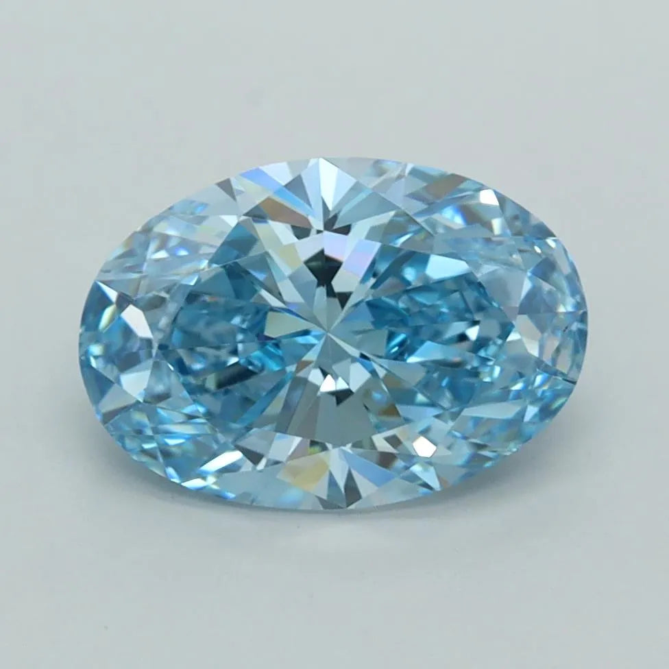 2.03ct Oval Lab Grown Diamond (Colour Fancy Vivid Blue, Clarity VVS1, IGI Certified)