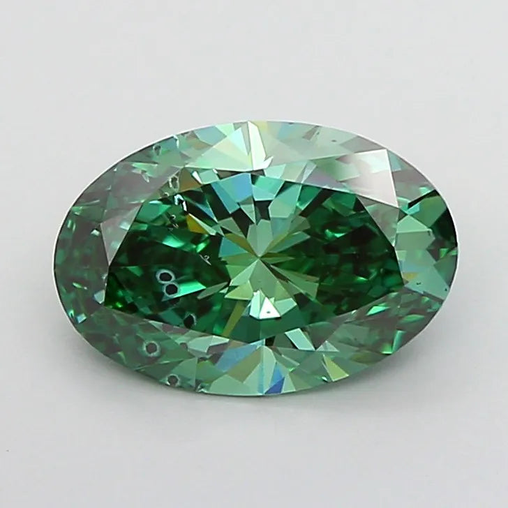 2.03ct Oval Lab Grown Diamond (Colour Fancy Vivid Green, Clarity SI2, IGI Certified)