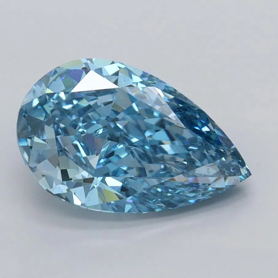 2.03ct Pear Lab Grown Diamond (Colour Fancy Vivid Blue, Clarity VVS1, IGI Certified)