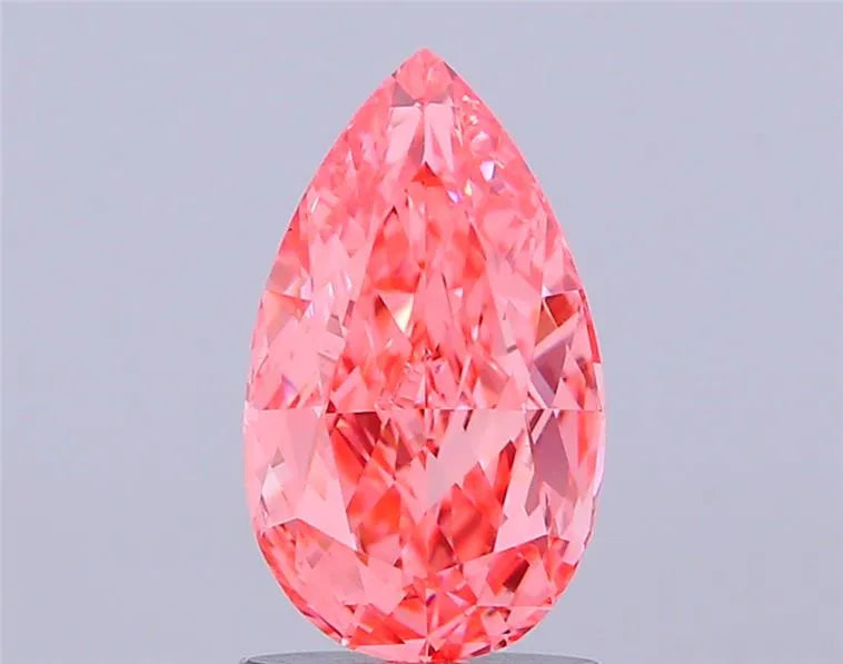 2.03ct Pear Lab Grown Diamond (Colour Fancy Vivid Pink, Clarity VS1, IGI Certified)