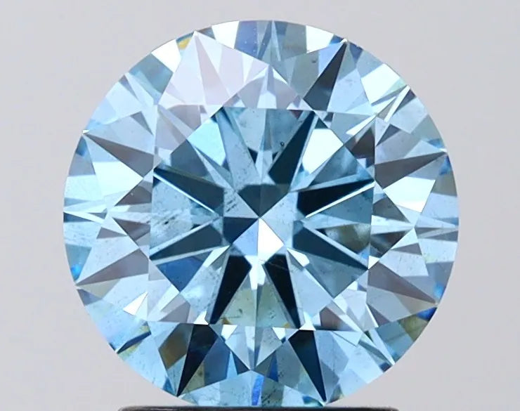 2.03ct Round Lab Grown Diamond (Colour Fancy Vivid Blue, Clarity SI1, Cut ID, IGI Certified)