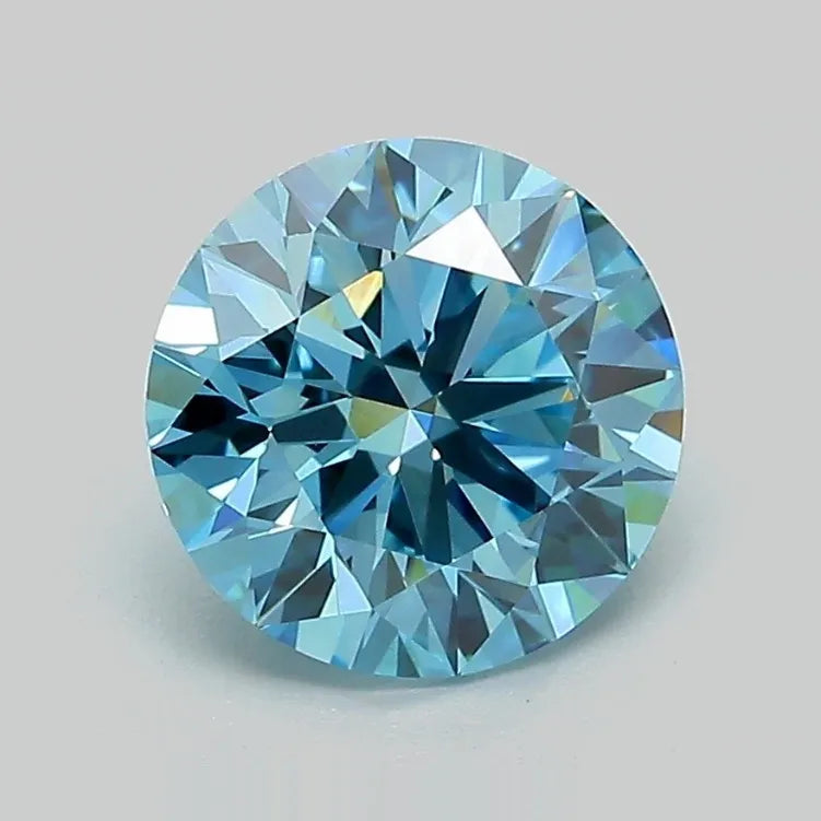 2.03ct Round Lab Grown Diamond (Colour Fancy Vivid Blue, Clarity VVS2, Cut ID, IGI Certified)
