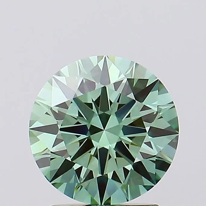 2.03ct Round Lab Grown Diamond (Colour Fancy Vivid Green, Clarity VVS2, Cut ID, IGI Certified)