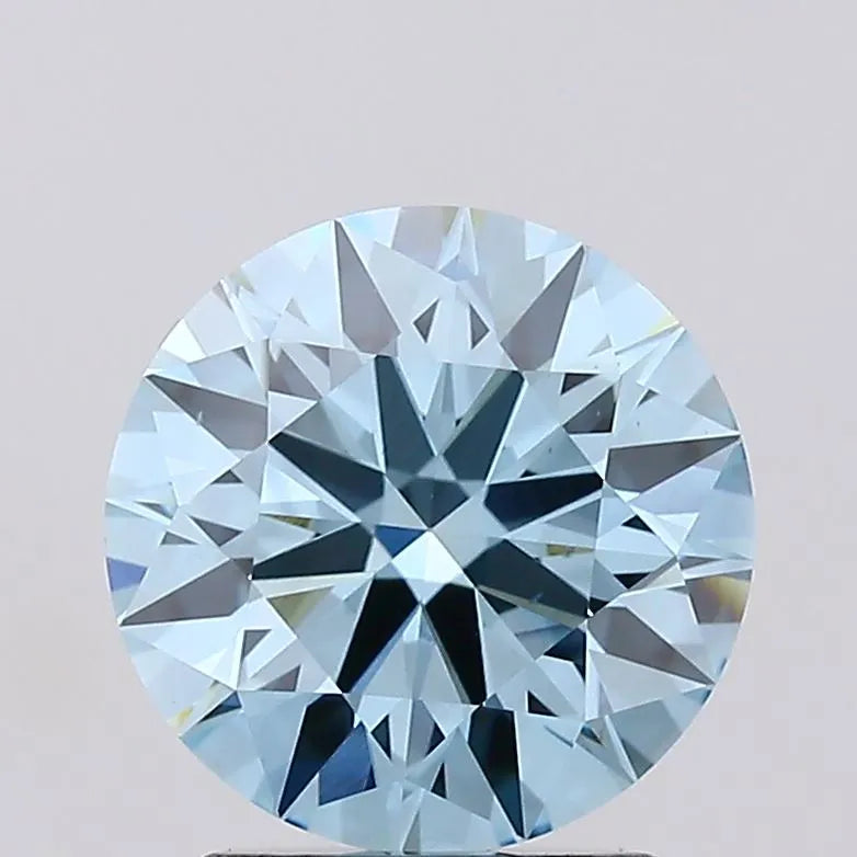 2.04ct Round Lab Grown Diamond (Colour Fancy Vivid Blue, Clarity VS1, Cut ID, IGI Certified)
