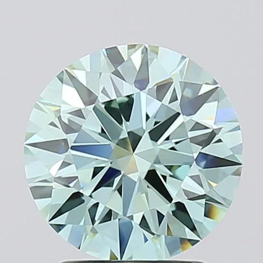 2.04ct Round Lab Grown Diamond (Colour Fancy Vivid Blue Green, Clarity VVS1, Cut ID, IGI Certified)