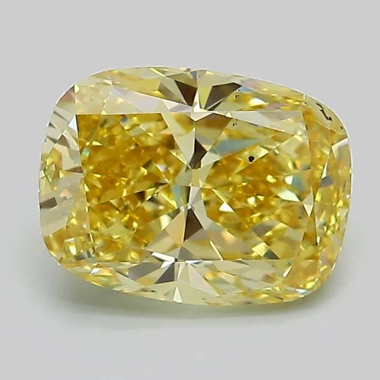 2.05ct Cushion modified Lab Grown Diamond (Colour Fancy Intense Yellow, Clarity SI2, IGI Certified)