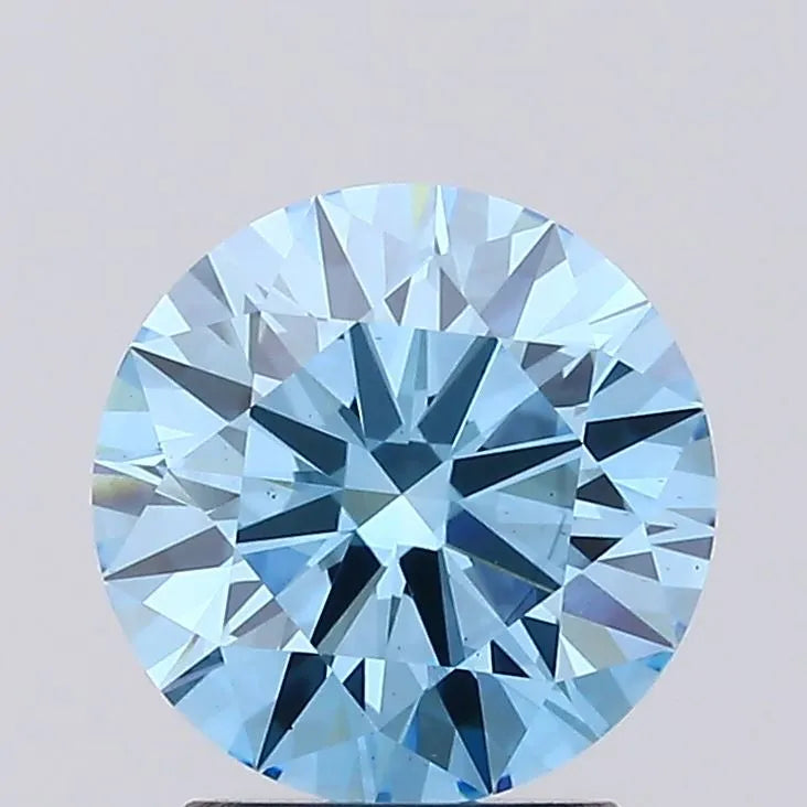 2.05ct Round Lab Grown Diamond (Colour Fancy Vivid Blue, Clarity VS1, Cut ID, IGI Certified)