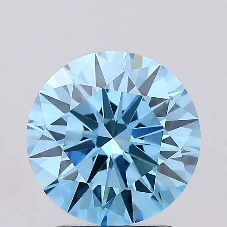 2.05ct Round Lab Grown Diamond (Colour Fancy Vivid Blue, Clarity VS1, Cut ID, IGI Certified)