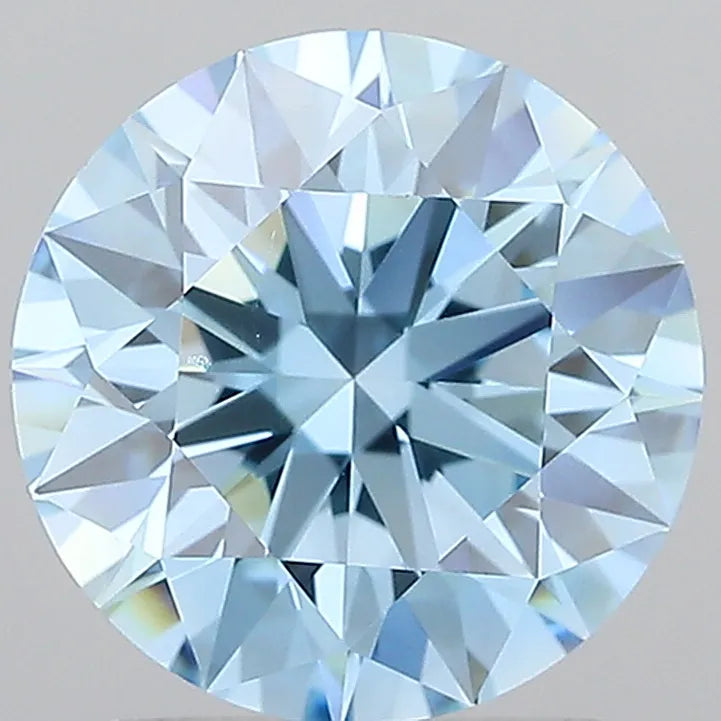 2.05ct Round Lab Grown Diamond (Colour Fancy Vivid Blue, Clarity VVS1, Cut ID, IGI Certified)